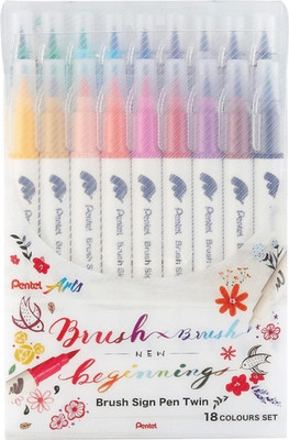 Набор маркеров Pentel Brush Sign Pen Twin / SESW30C-18 (18шт)