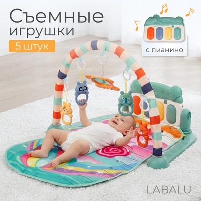 Развивающий коврик Labalu С зеркалом прямоугольный (бирюзовый)