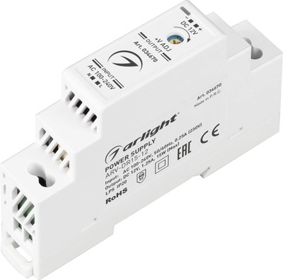 Блок питания для светильника Arlight ARV-DR15-12 12V 1.25A 15W / 034670