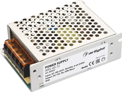 Блок питания для светильника Arlight ARS-60-12 12V 5A 60W / 025331