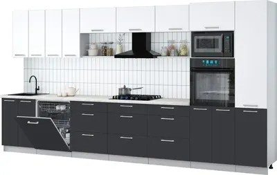 Кухонный гарнитур Интерлиния Мила Gloss 4.0-ПМ1 (пепел/белый/опал светлый)