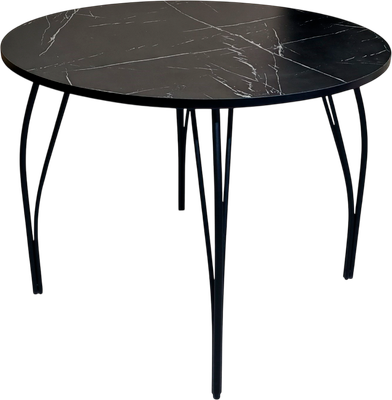 Обеденный стол Arvento Флок круглый D900 (мрамор неро маркина)