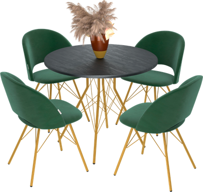 Обеденная группа Sheffilton SHT-DS249 (каменный уголь/лиственно-зеленый/золото)