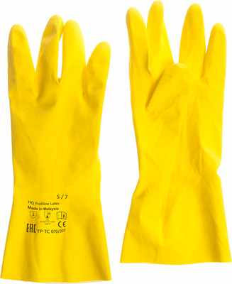 Перчатки хозяйственные HQ Profiline Латексные многоразовые / 73581 (S, желтый)