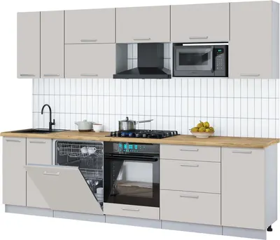 Кухонный гарнитур Интерлиния Мила Gloss 2.8-ПМ2 (кашемир/кашемир/дуб бунратти)