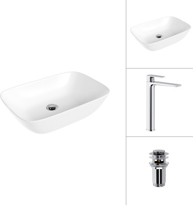 Умывальник со смесителем Lauter 21454 + Reef 21CK8678C + донный клапан 21190CH (хром)