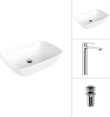 Умывальник со смесителем Lauter 21454 + Moon 21СK81691C + донный клапан 21190CH (хром)