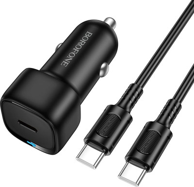Зарядное устройство автомобильное Borofone BZ34A + кабель Type-C to Type-C (черный)