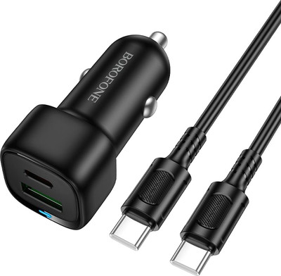 Зарядное устройство автомобильное Borofone BZ34B + кабель Type-C to Type-C (черный)