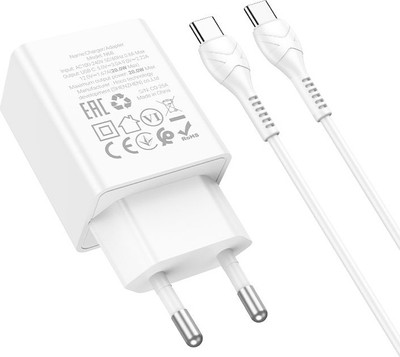 Зарядное устройство сетевое Hoco N68 + кабель Type-C-Type-C (белый)