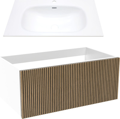 Тумба с умывальником ЗОВ Кито 80 / K80LW0MRM-M115W80 (белый/тростник)