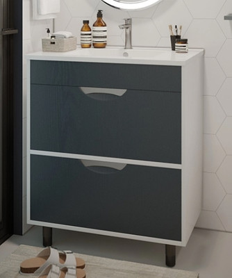 Тумба с умывальником Mixline Байкал 75 550385 + Luxe Quadro 75 / QDR75SLWB01