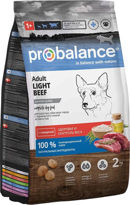Сухой корм для собак ProBalance Adult Light Beef С говядиной (2кг)