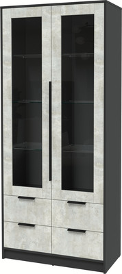 Шкаф с витриной Интерлиния Концепт КТ-ШВ2 (бетон лайт/антрацит)