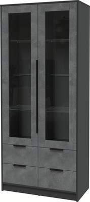 Шкаф с витриной Интерлиния Концепт КТ-ШВ2 (бетон портленд/антрацит)
