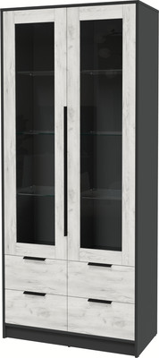 Шкаф с витриной Интерлиния Концепт КТ-ШВ2 (дуб белый/антрацит)