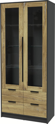 Шкаф с витриной Интерлиния Концепт КТ-ШВ2 (дуб нокс/антрацит)