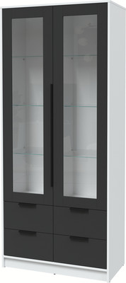 Шкаф с витриной Интерлиния Концепт КТ-ШВ2 (антрацит/белый платинум)