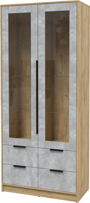Шкаф с витриной Интерлиния Концепт КТ-ШВ2 (бетон/дуб золотой)