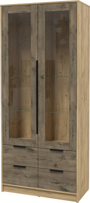 Шкаф с витриной Интерлиния Концепт КТ-ШВ2 (дуб веллингтон/дуб золотой)