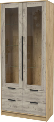 Шкаф с витриной Интерлиния Концепт КТ-ШВ2 (дуб серый/дуб золотой)