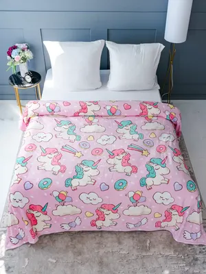 Плед Павлинка Единороги 200x220 (розовый)