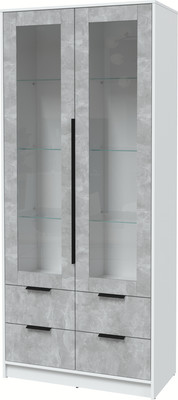 Шкаф с витриной Интерлиния Концепт КТ-ШВ2 (бетон/белый платинум)