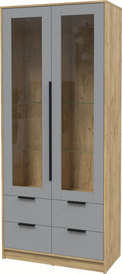 Шкаф с витриной Интерлиния Концепт КТ-ШВ2 (серебро/дуб золотой)