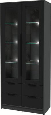 Шкаф с витриной Интерлиния Концепт КТ-ШВ2 с подсветкой (черный/антрацит)