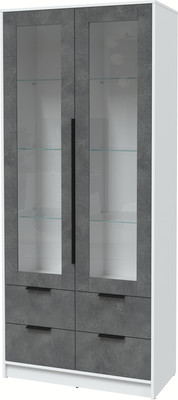 Шкаф с витриной Интерлиния Концепт КТ-ШВ2 (бетон портленд/белый платинум)