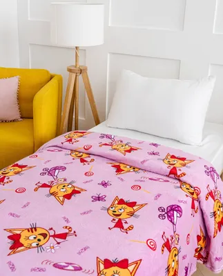 Плед Павлинка Три Кота Карамелька розовый 150x100