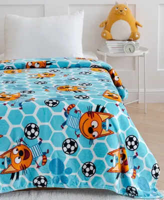 Плед Павлинка Три Кота Коржик голубой 150x100