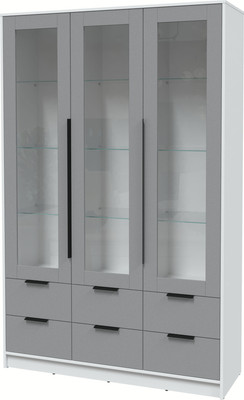 Шкаф с витриной Интерлиния Концепт КТ-ШВ3 (серебро/белый платинум)