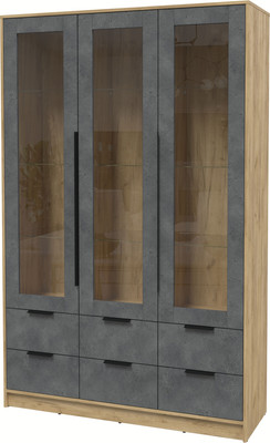 Шкаф с витриной Интерлиния Концепт КТ-ШВ3 (бетон портленд/дуб золотой)
