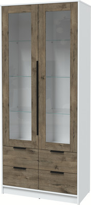 Шкаф с витриной Интерлиния Концепт КТ-ШВ2 (дуб веллингтон/белый платинум)