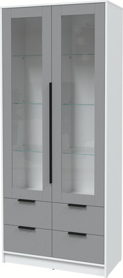 Шкаф с витриной Интерлиния Концепт КТ-ШВ2 (серебро/белый платинум)