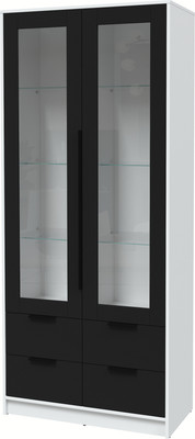 Шкаф с витриной Интерлиния Концепт КТ-ШВ2 (черный/белый платинум)