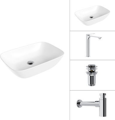 Умывальник со смесителем Lauter 21454 + Rio 21AM12672 + сифон 21635CH + дон.клапан 21190CH (хром)