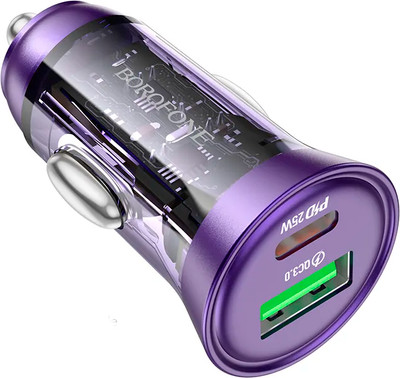 Зарядное устройство автомобильное Borofone BZ26A один порт PD43W + кабель Type-C to Type-C (фиолетовый)