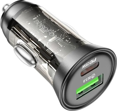 Адаптер питания автомобильный Borofone BZ26A два порта PD43W (черный)