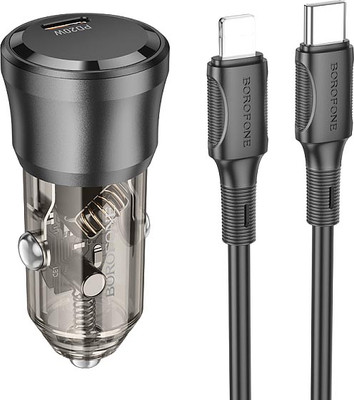 Зарядное устройство автомобильное Borofone BZ24A один порт PD20W + кабель Type-C to Lightning (черный)