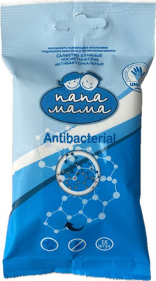 Влажные салфетки Папа Мама Косметические антибактериальные (15шт)