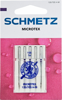 Набор игл для бытовой швейной машины Schmetz 130/705H-M Microtex NM100 (5шт)