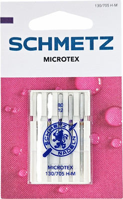 Набор игл для бытовой швейной машины Schmetz 130/705H-M Microtex NM80 (5шт)