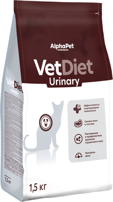 Сухой ветеринарный корм для кошек AlphaPet Vet Diet Urinary / 191324 (1.5кг)