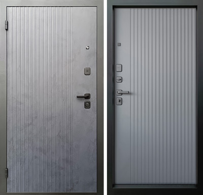 Входная дверь Промет Рона 96x205 (левая, бетон графит/графит нубук/черный муар)