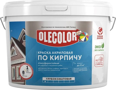 Краска Olecolor Акриловая атмосферостойкая по кирпичу (7кг, терракотовый)