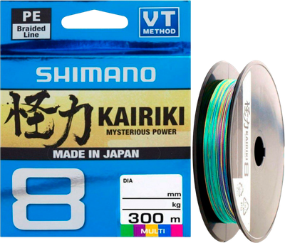 Леска плетеная Shimano Kairiki 8 300m 0.06mm 5.3kg Multi color / 59WPLA68R20