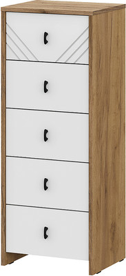 Комод Mio Tesoro Байкал 5 ящиков (дуб золотистый/белый матовый)