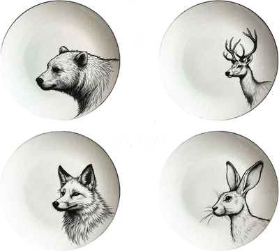 Набор тарелок Montserrat HQY24121001 (4шт, черно-белый)